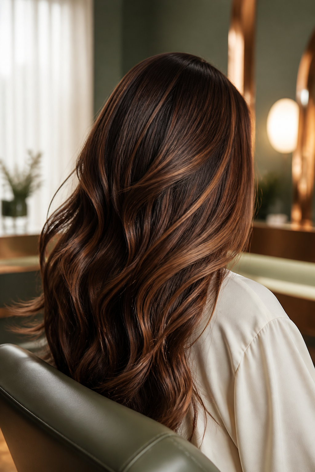 Capelli castani luminosi con riflessi caldi